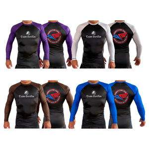 Illinois Brazilian Jiu Jitsu All Black Ranked Long Sleeve Rash Guards #8208 Y