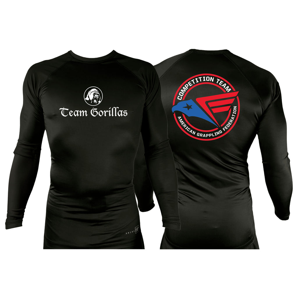 Illinois Brazilian Jiu Jitsu All Black Rash Guards Long Sleeves #8208 Y