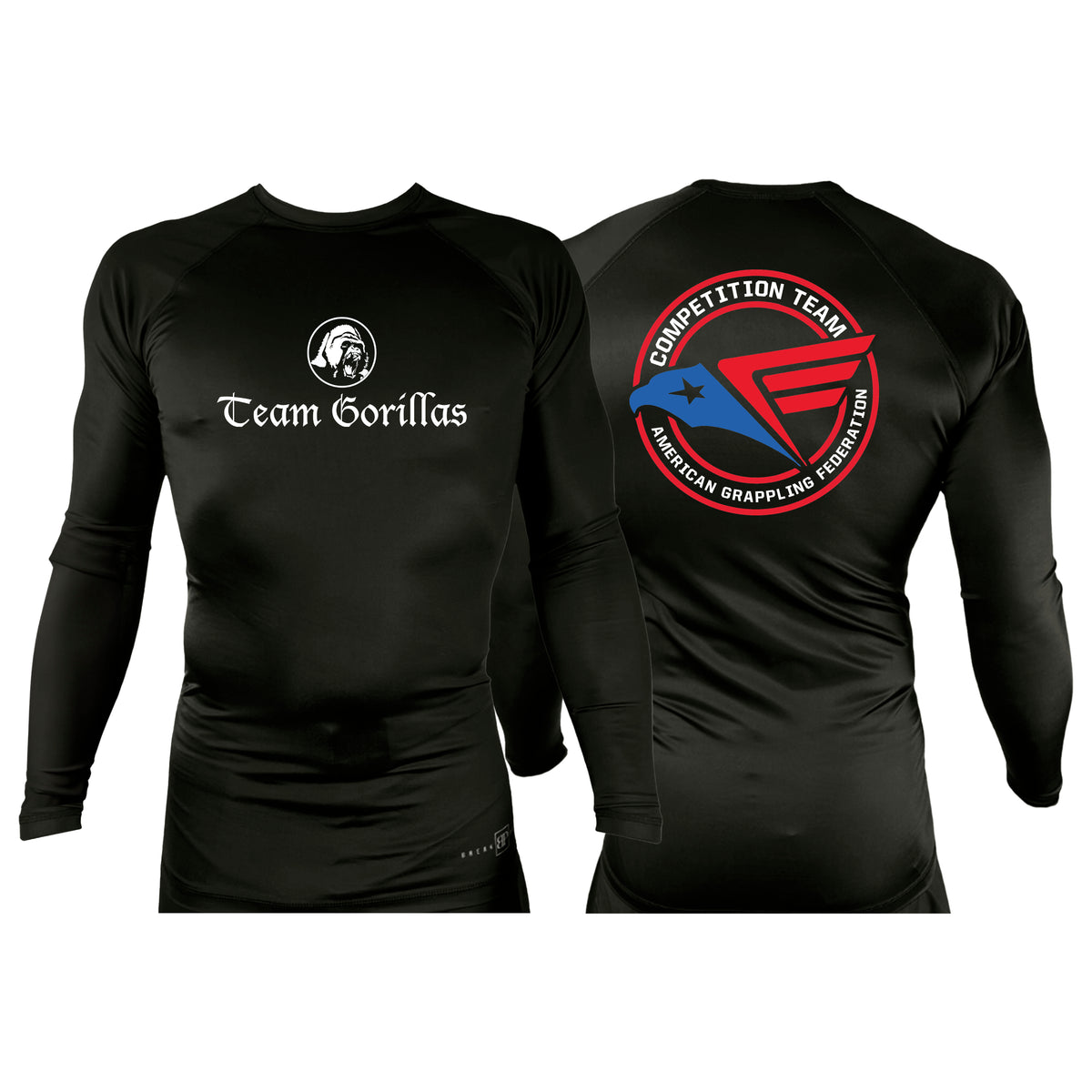 Illinois Brazilian Jiu Jitsu All Black Rash Guards Long Sleeves #8208 Y