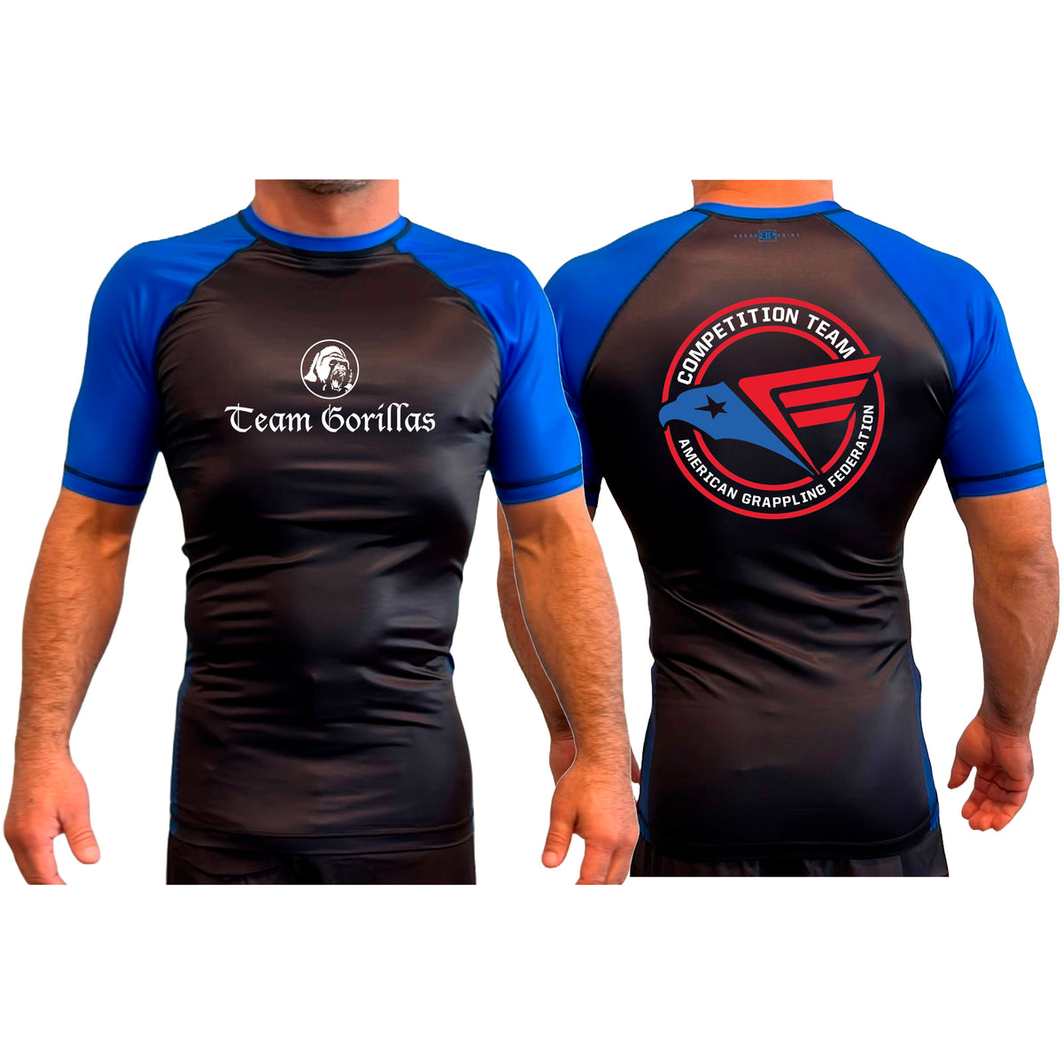 Illinois Brazilian Jiu Jitsu All Black Ranked Short Sleeve Rash Guards #8208 Y