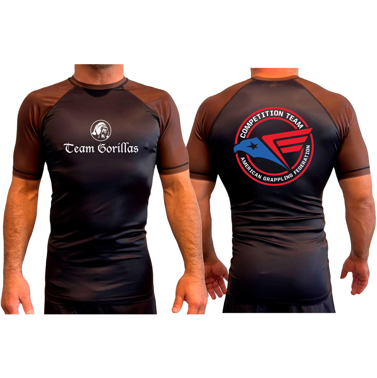 Illinois Brazilian Jiu Jitsu All Black Ranked Short Sleeve Rash Guards #8208 Y