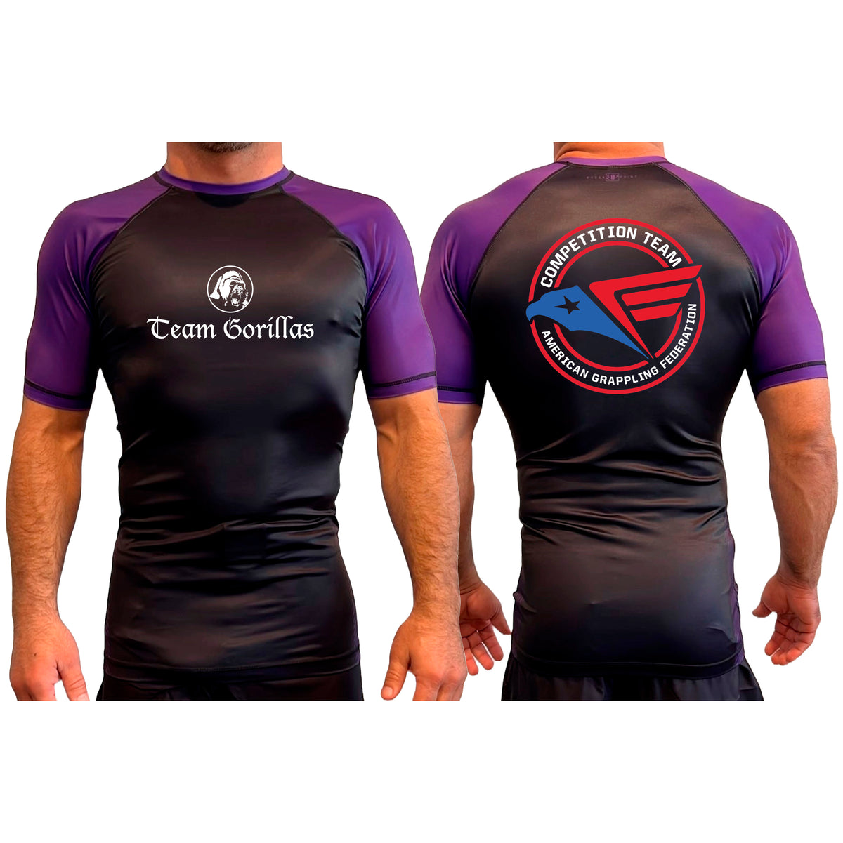 Illinois Brazilian Jiu Jitsu All Black Ranked Short Sleeve Rash Guards #8208 Y