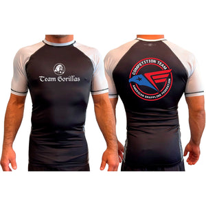 Illinois Brazilian Jiu Jitsu All Black Ranked Short Sleeve Rash Guards #8208 Y
