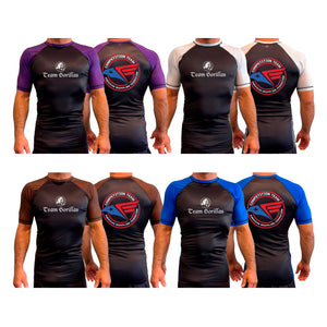 Illinois Brazilian Jiu Jitsu All Black Ranked Short Sleeve Rash Guards #8208 Y