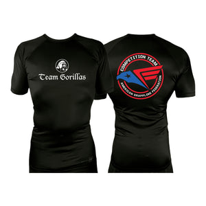 Illinois Brazilian Jiu Jitsu All Black Rash Guards Short Sleeves #8208 Y