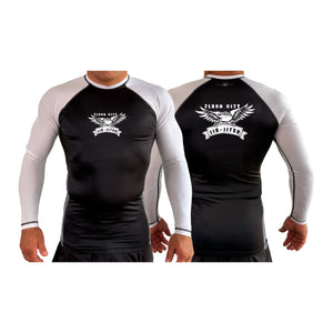 Flood City Jiu-Jitsu All Black Ranked Long Sleeve Rash Guards #8210 A