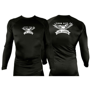 Flood City Jiu-Jitsu All Black Rash Guards Long Sleeves #8210 A