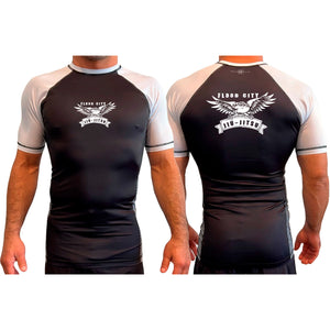 Flood City Jiu-Jitsu All Black Ranked Short Sleeve Rash Guards #8210 A