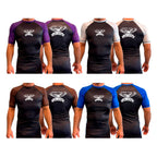 Flood City Jiu-Jitsu All Black Ranked Short Sleeve Rash Guards #8210 A