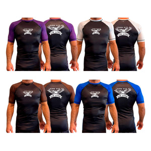 Flood City Jiu-Jitsu All Black Ranked Short Sleeve Rash Guards #8210 A