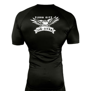Flood City Jiu-Jitsu All Black Rash Guards Short Sleeves #8210 A