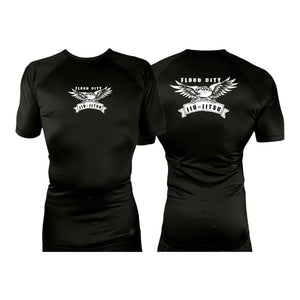 Flood City Jiu-Jitsu All Black Rash Guards Short Sleeves #8210 A