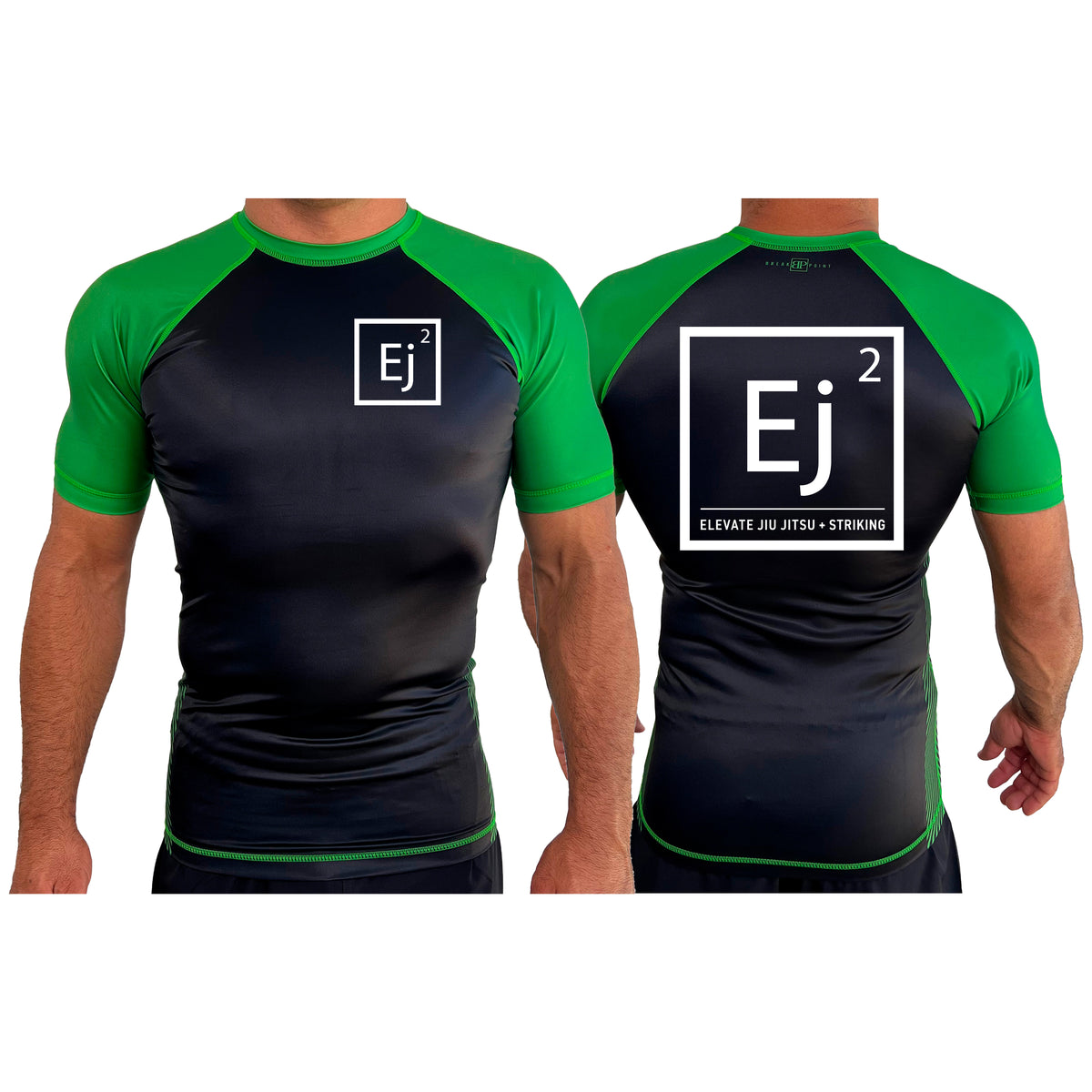 Elevate All Black Ranked Short Sleeve Rash Guards #8211 A (Main Logo)