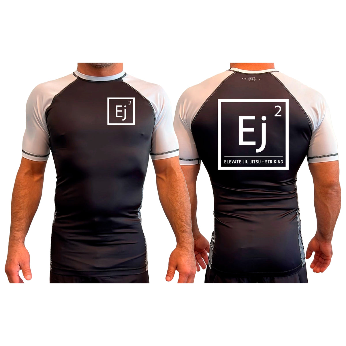 Elevate All Black Ranked Short Sleeve Rash Guards #8211 A (Main Logo)