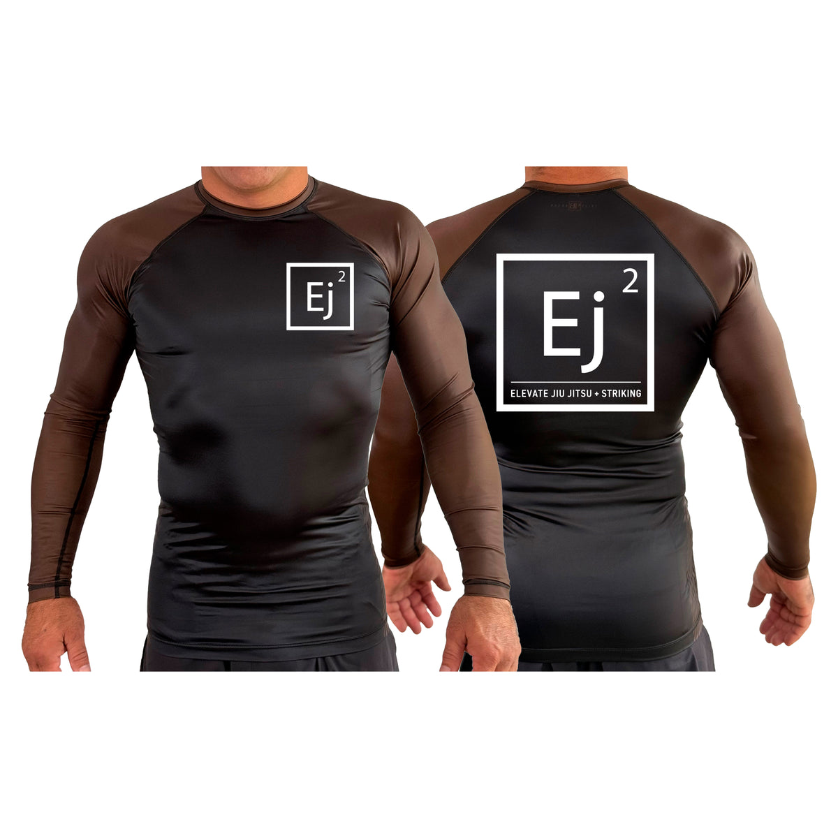 Elevate All Black Ranked Long Sleeve Rash Guards #8211 A (Main Logo)