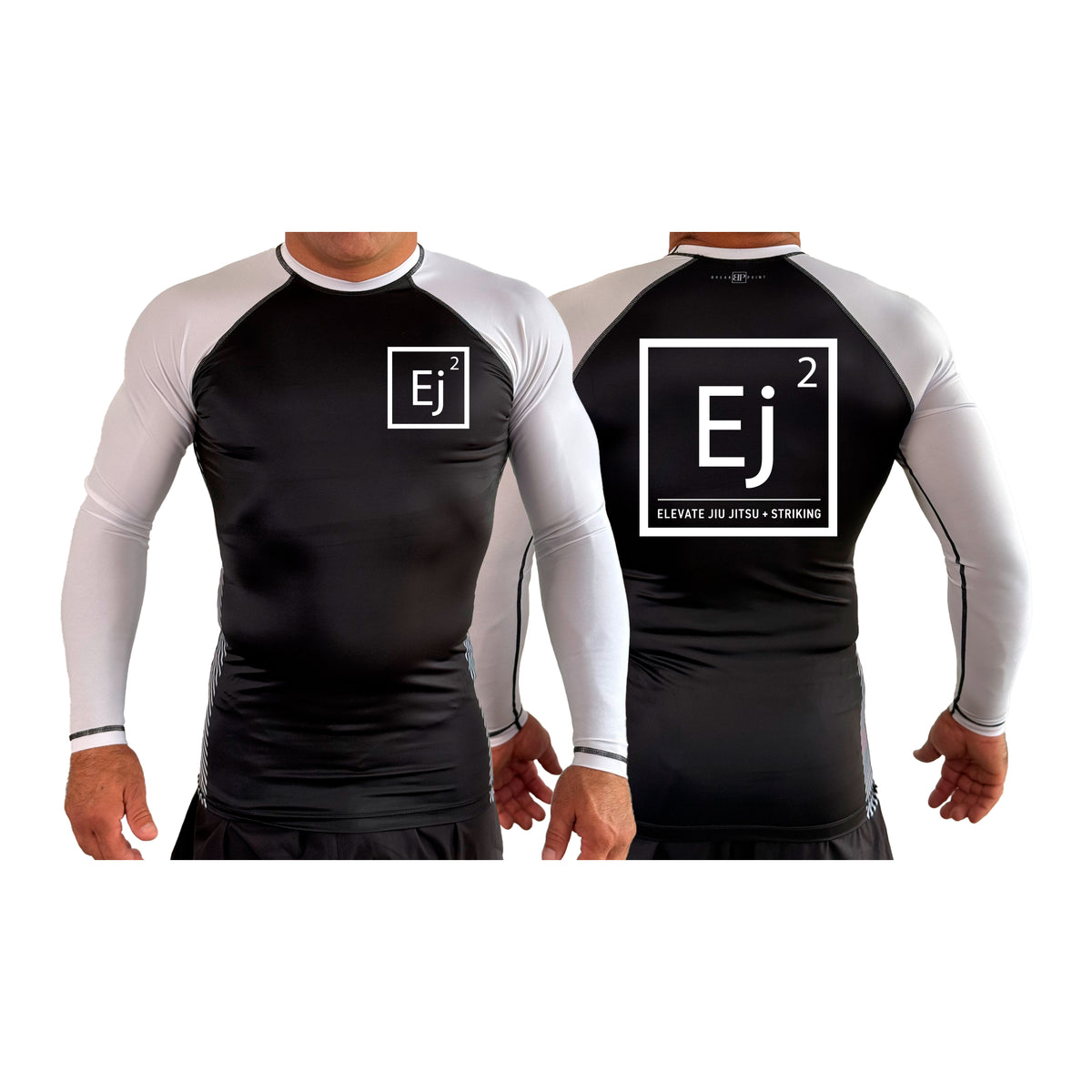 Elevate All Black Ranked Long Sleeve Rash Guards #8211 A (Main Logo)