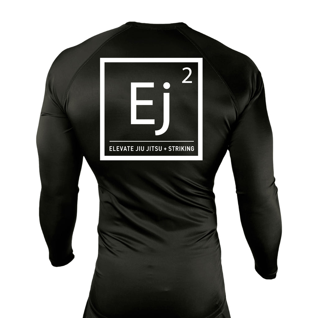 Elevate All Black Rash Guards Long Sleeves #8211 A (Main Logo)