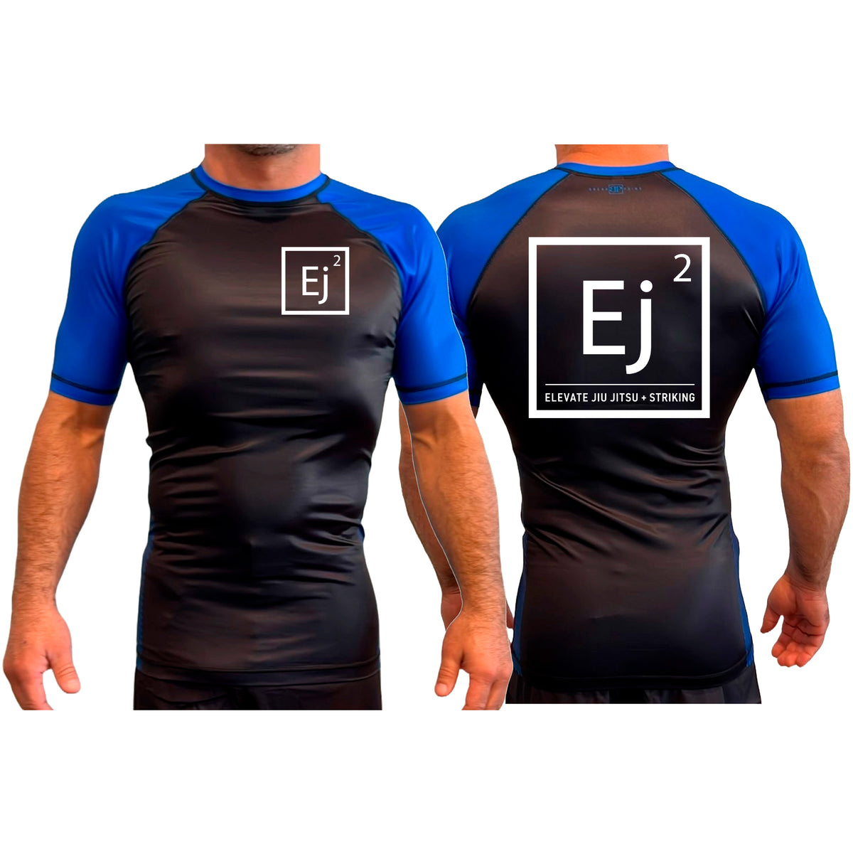 Elevate All Black Ranked Short Sleeve Rash Guards #8211 A (Main Logo)