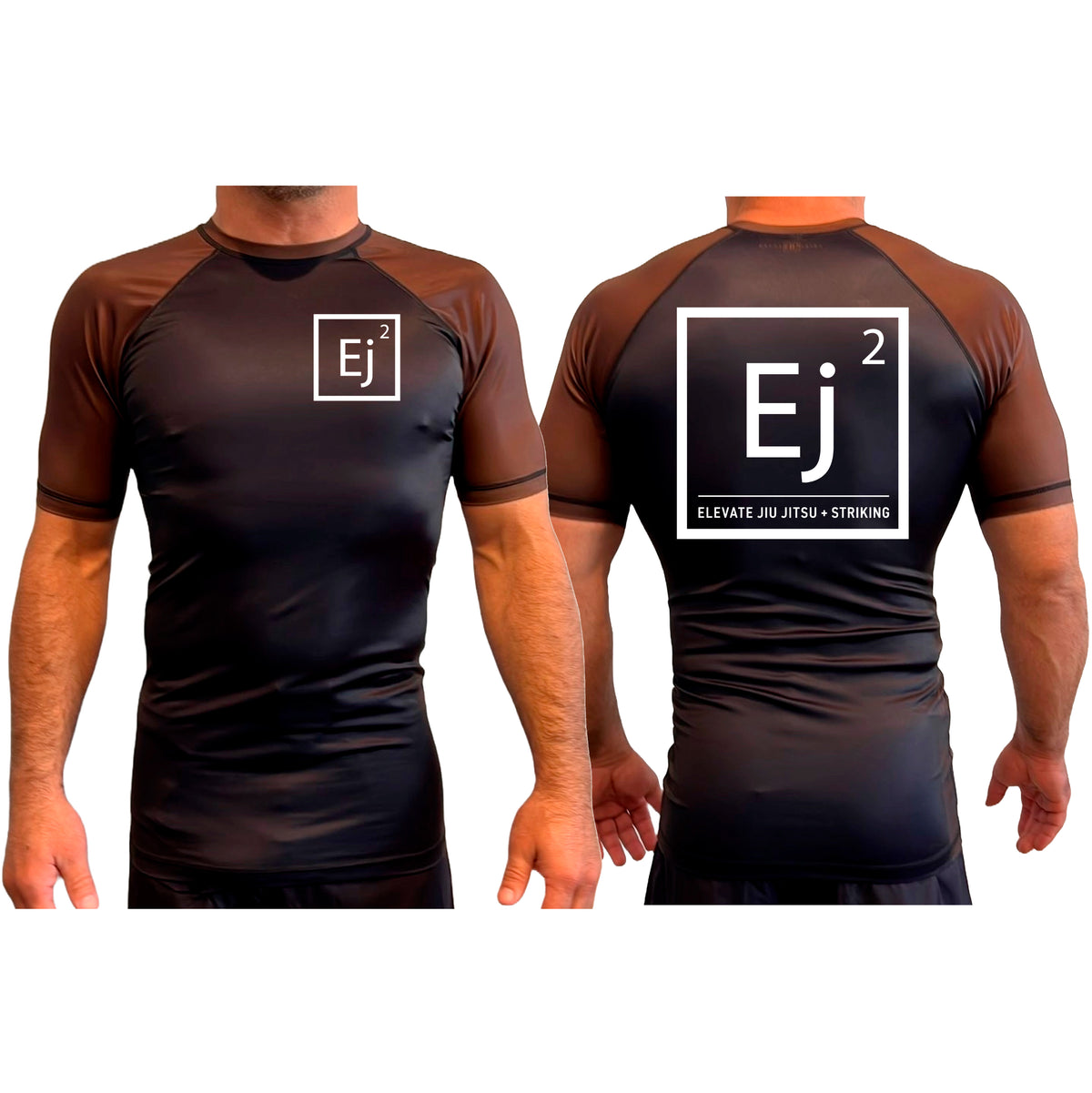 Elevate All Black Ranked Short Sleeve Rash Guards #8211 A (Main Logo)
