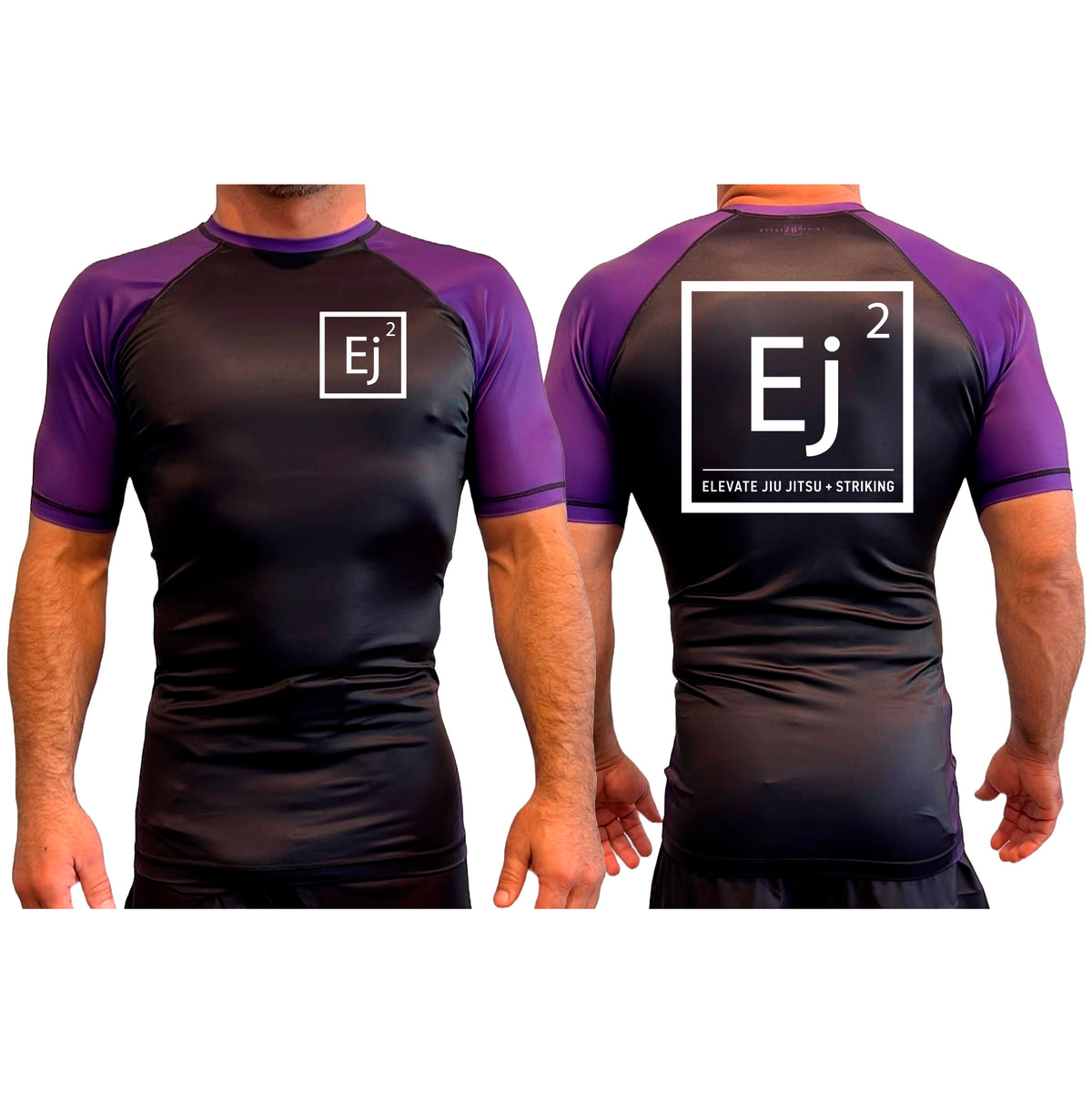Elevate All Black Ranked Short Sleeve Rash Guards #8211 A (Main Logo)