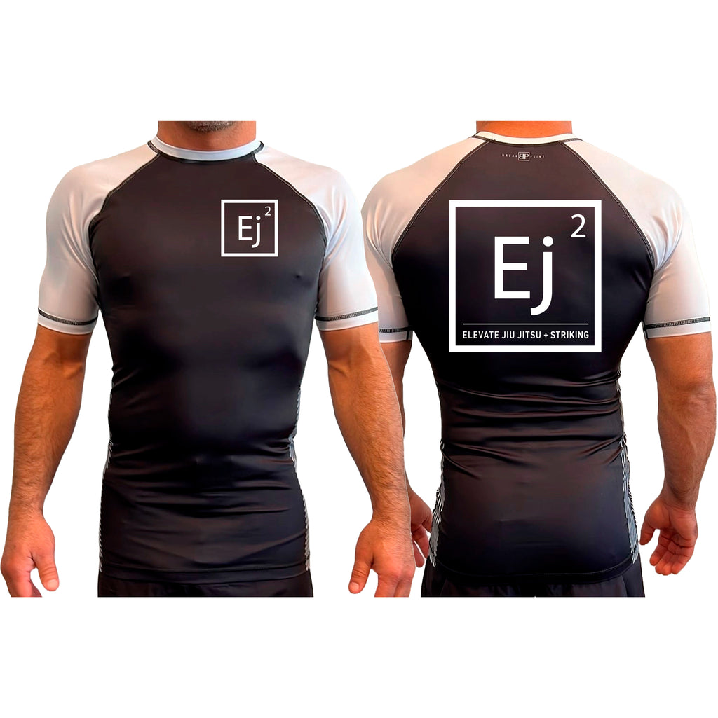 Elevate All Black Ranked Short Sleeve Rash Guards #8211 A (Main Logo)