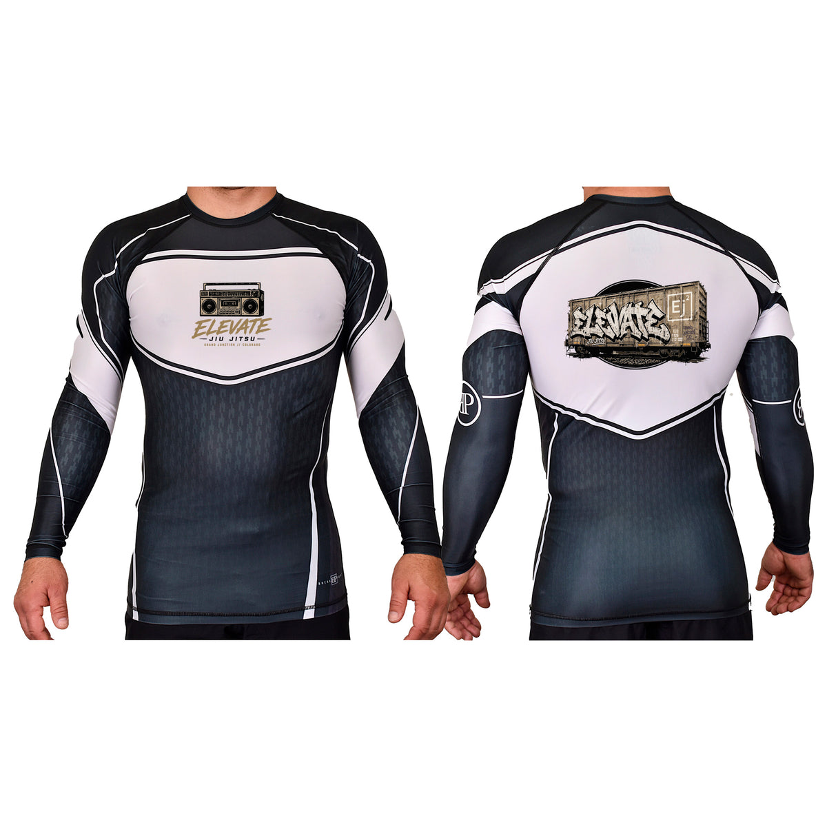 Elevate Academy Rash Guards Black/White #8211 J