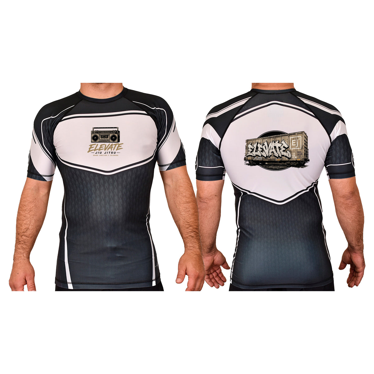 Elevate Academy Rash Guards Black/White #8211 J