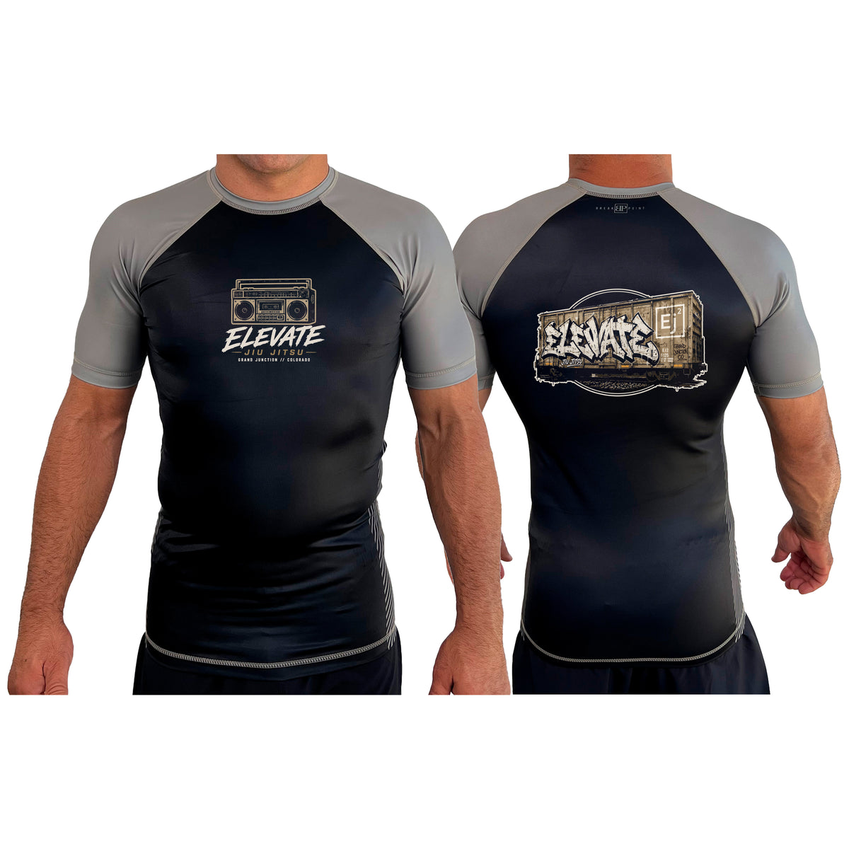 Elevate All Black Ranked Short Sleeve Rash Guards #8211 J