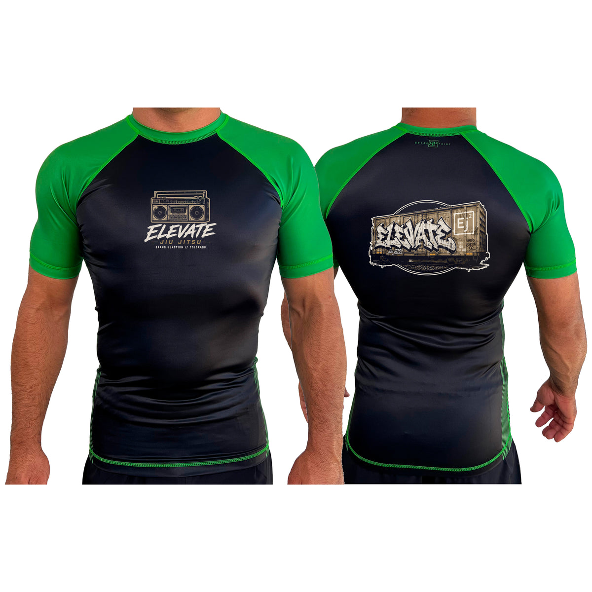 Elevate All Black Ranked Short Sleeve Rash Guards #8211 J