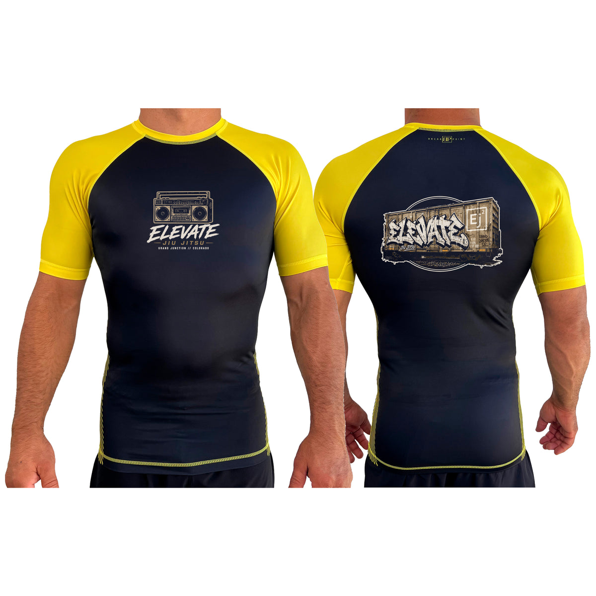 Elevate All Black Ranked Short Sleeve Rash Guards #8211 J