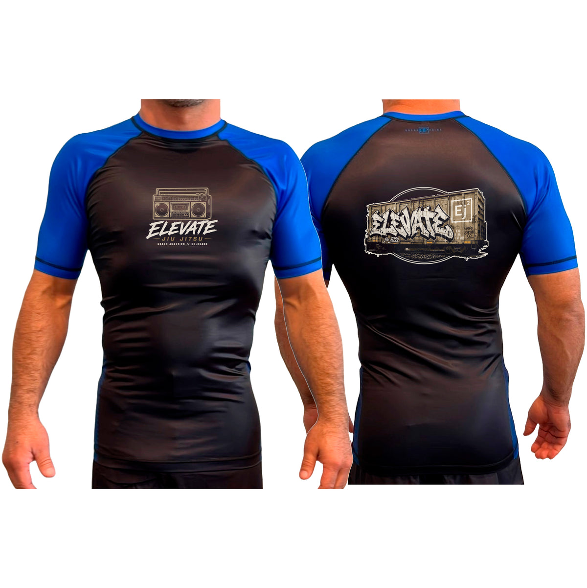 Elevate All Black Ranked Short Sleeve Rash Guards #8211 J