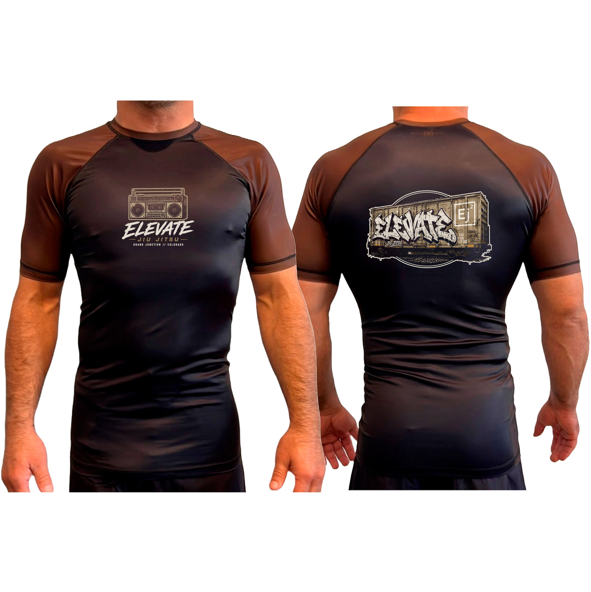 Elevate All Black Ranked Short Sleeve Rash Guards #8211 J
