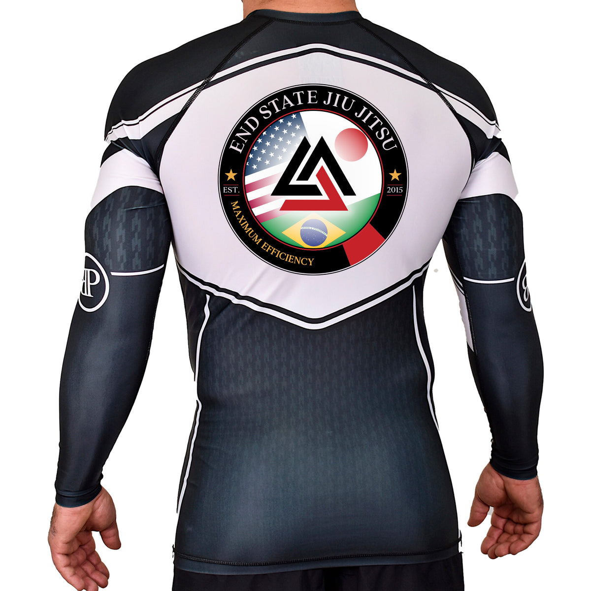 End State Academy Rash Guards Black/White #8212 A