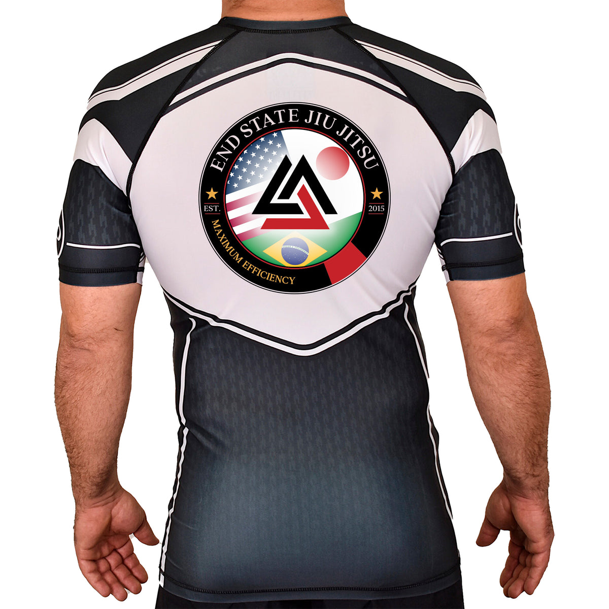 End State Academy Rash Guards Black/White #8212 A