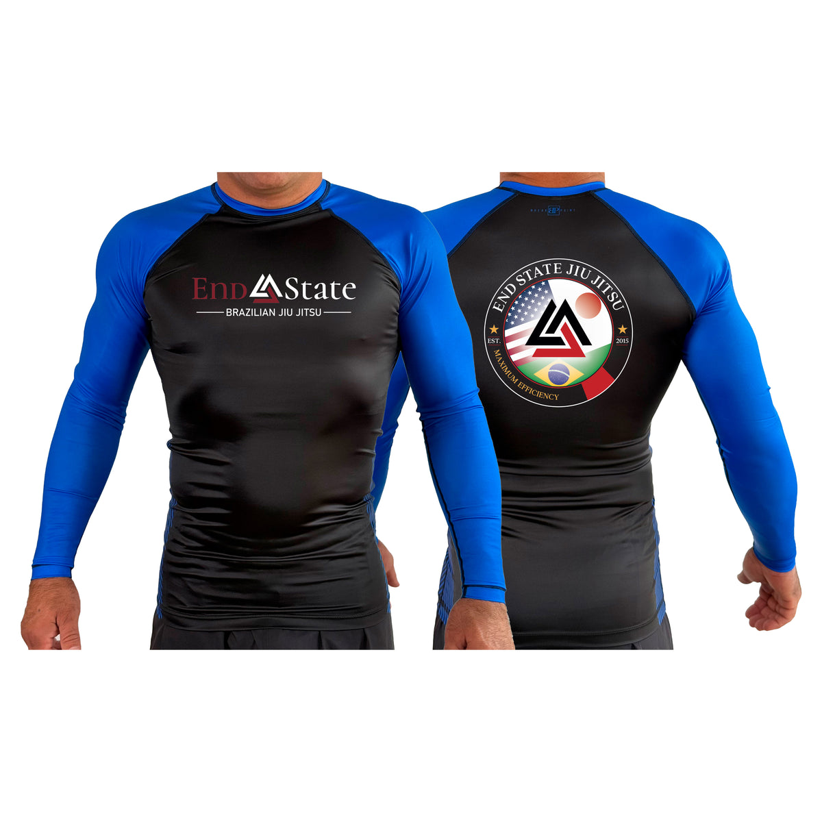 End State All Black Ranked Long Sleeve Rash Guards #8212 A