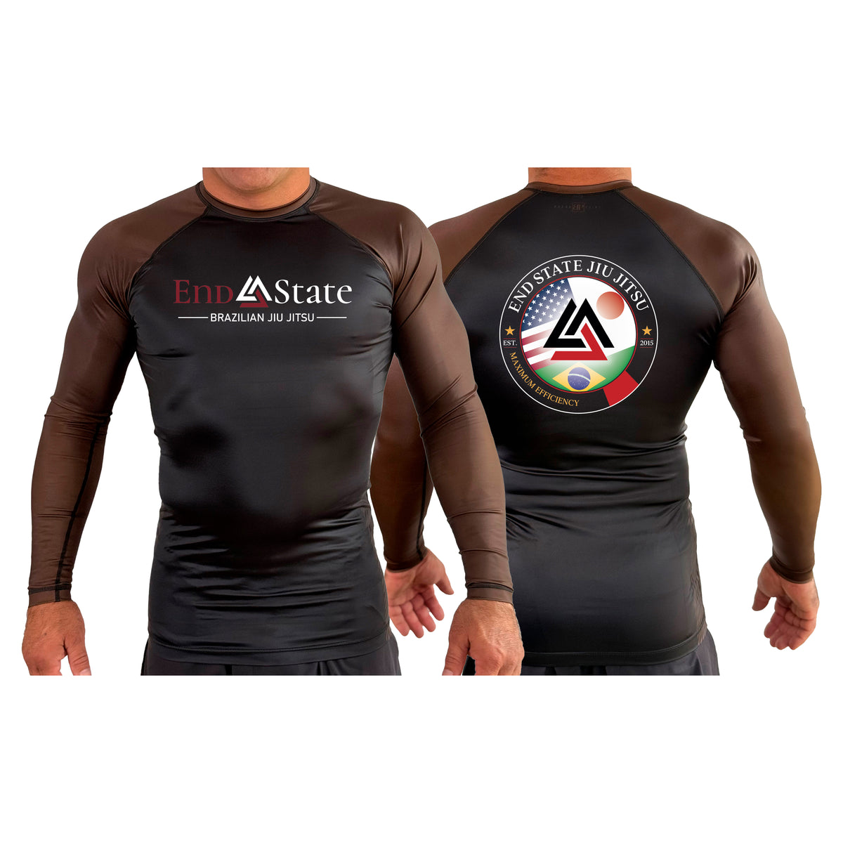 End State All Black Ranked Long Sleeve Rash Guards #8212 A
