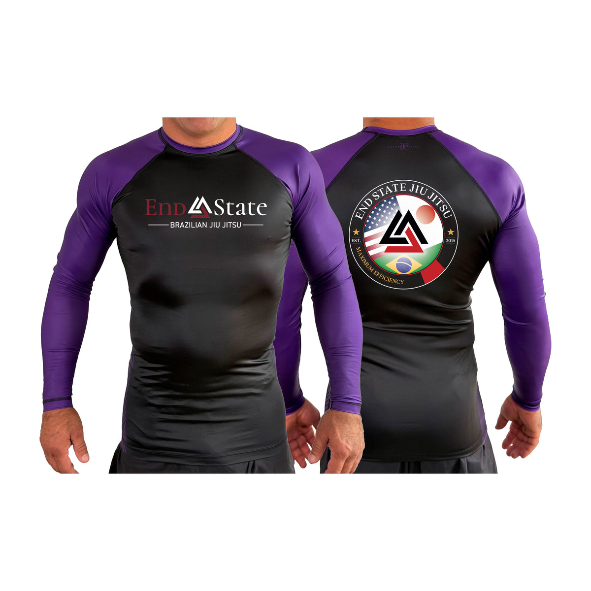 End State All Black Ranked Long Sleeve Rash Guards #8212 A
