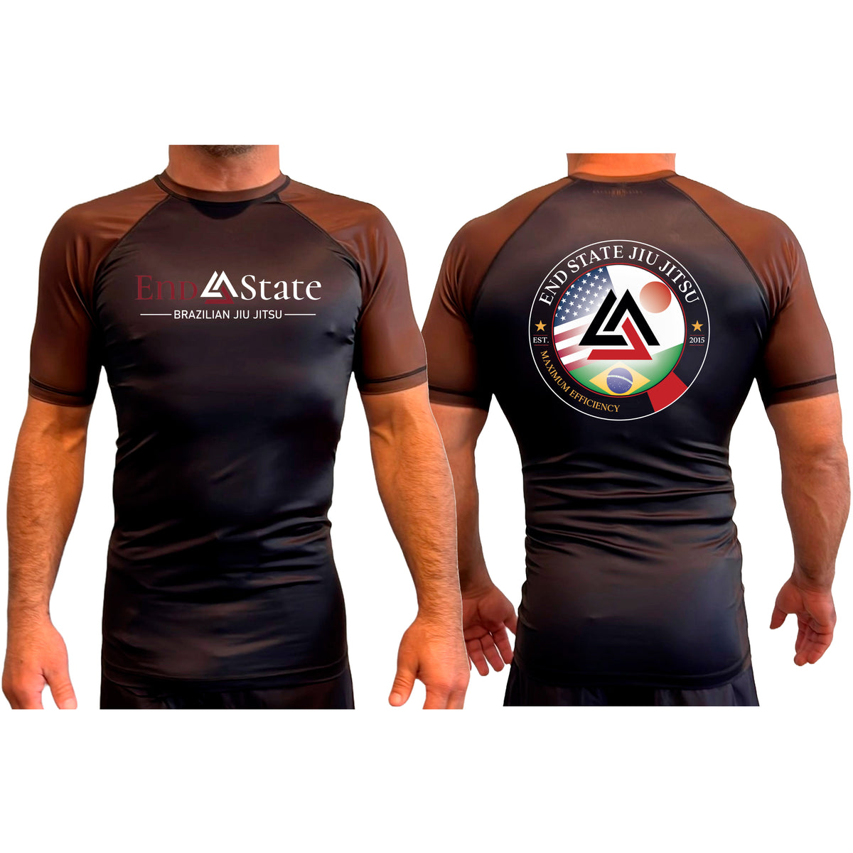 End State All Black Ranked Short Sleeve Rash Guards #8212 A