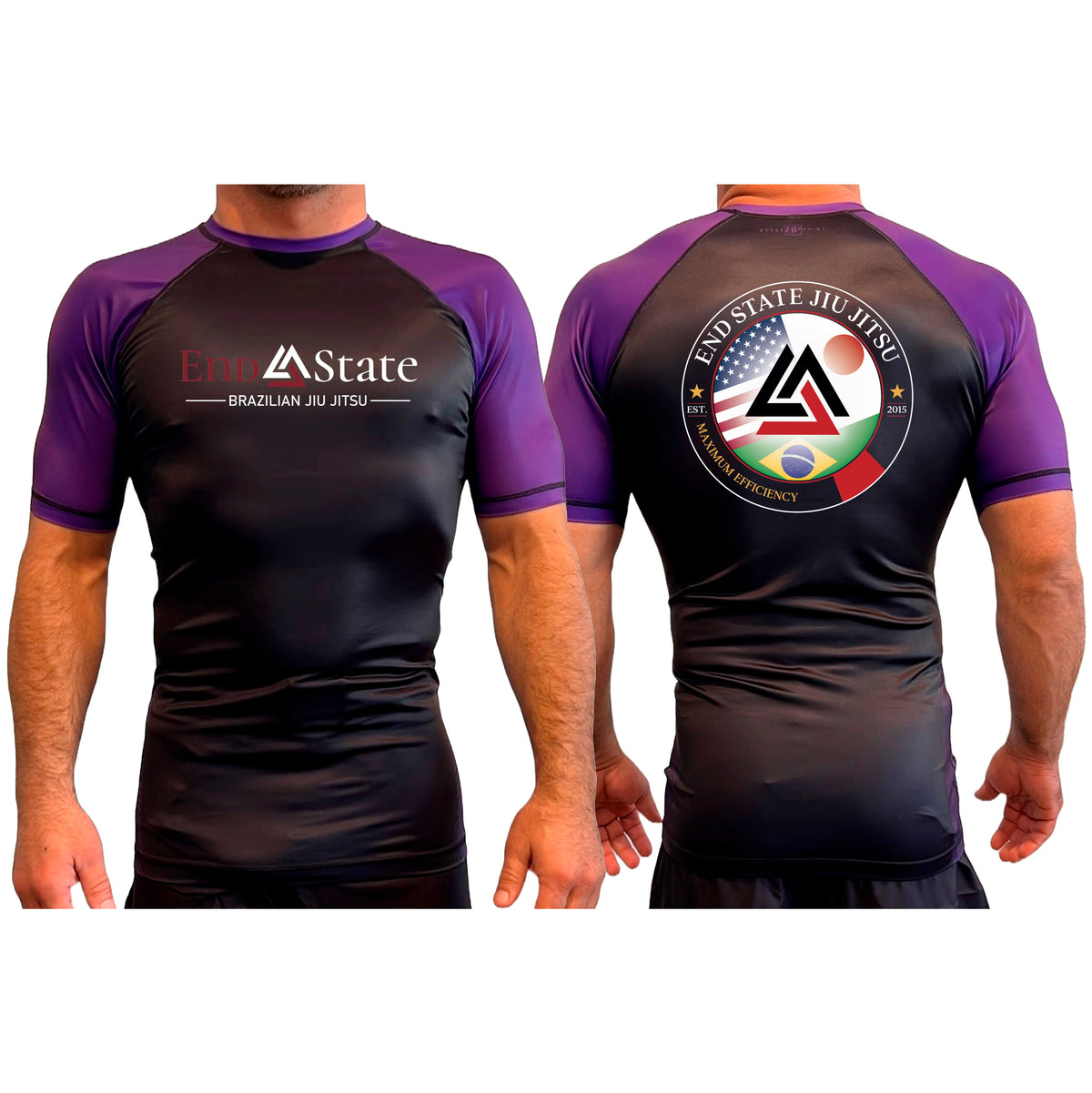 End State All Black Ranked Short Sleeve Rash Guards #8212 A