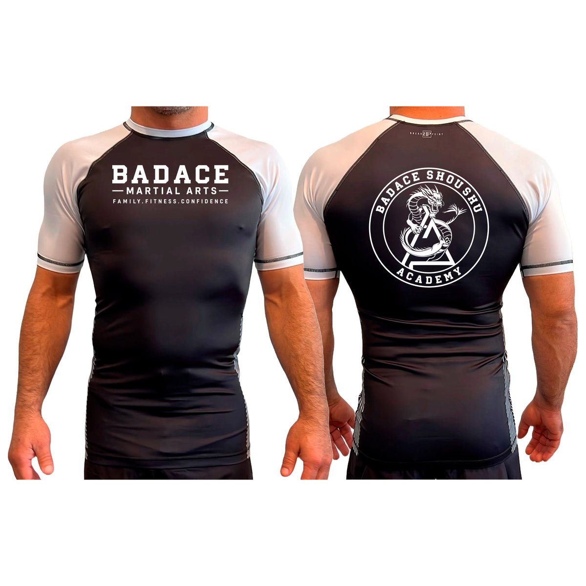 Badace All Black Ranked Short Sleeve Rash Guards #8213 A