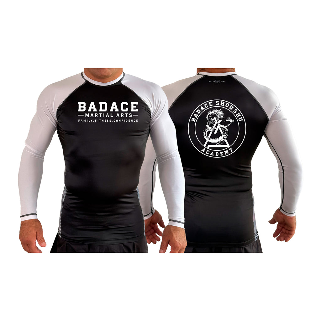 Badace All Black Ranked Long Sleeve Rash Guards #8213 A