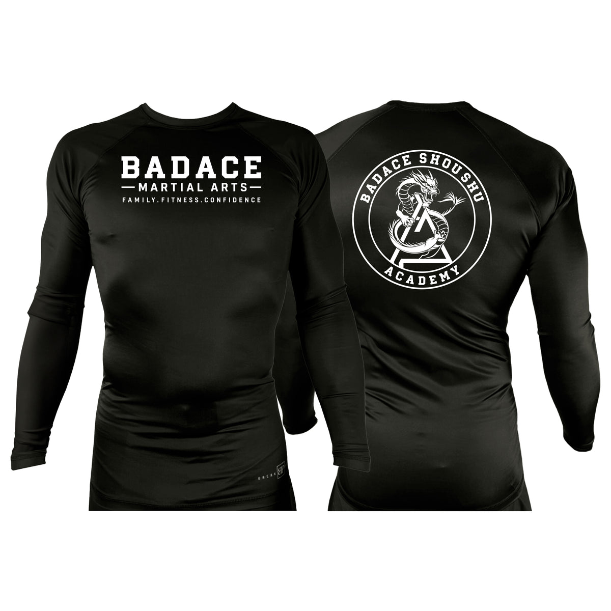 Badace All Black Rash Guards Long Sleeves #8213 A