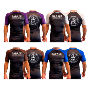 Badace All Black Ranked Short Sleeve Rash Guards #8213 A
