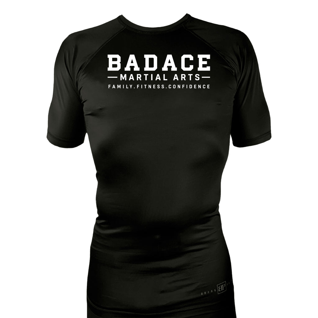 Badace All Black Rash Guards Short Sleeves #8213 A