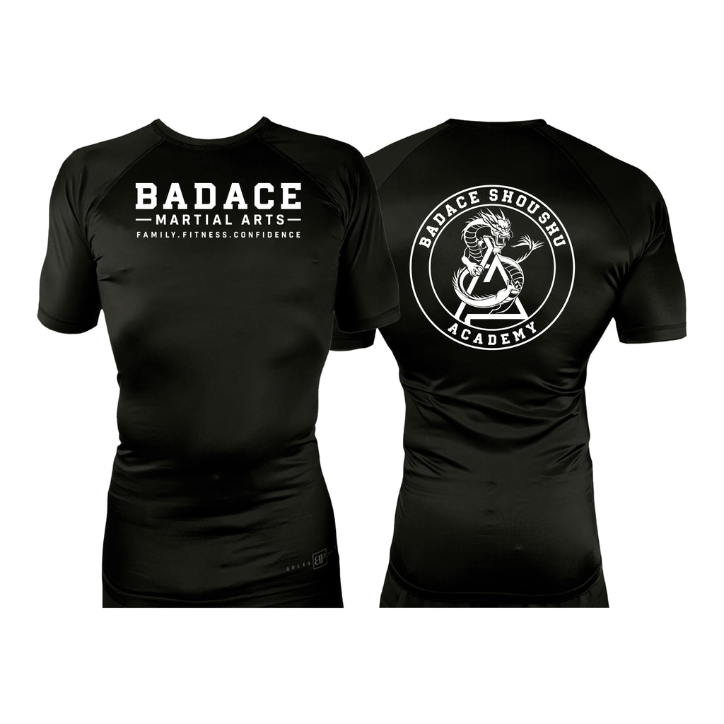 Badace All Black Rash Guards Short Sleeves #8213 A