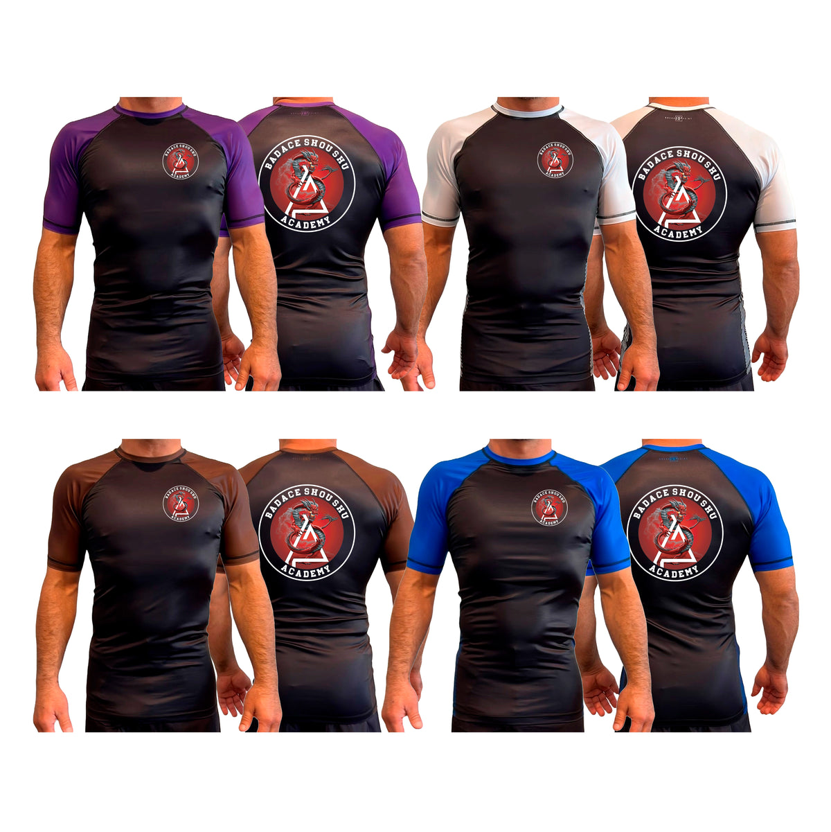 Badace All Black Ranked Short Sleeve Rash Guards #8213 B