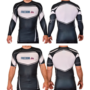 Combat Ministries Academy Rash Guards Black/White #8215 A