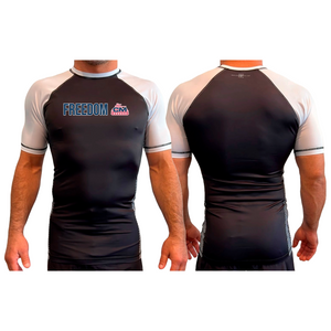 Combat Ministries All Black Ranked Short Sleeve Rash Guards #8215 A