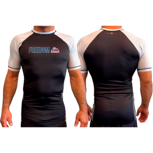 Combat Ministries All Black Ranked Short Sleeve Rash Guards #8215 A