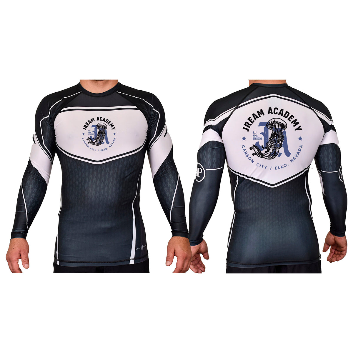 JREAM Academy Rash Guards Black/White #8216 A